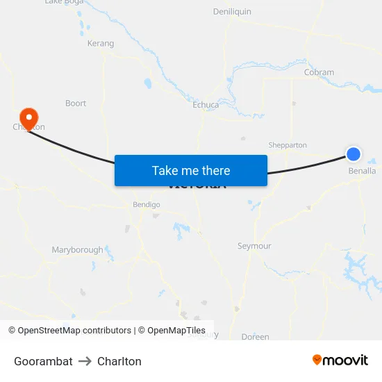 Goorambat to Charlton map