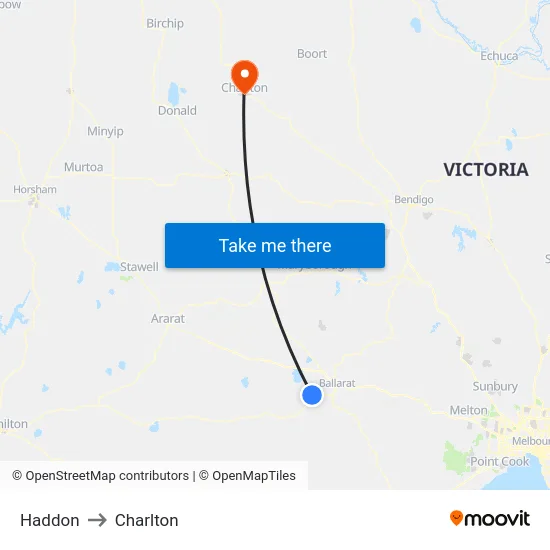 Haddon to Charlton map