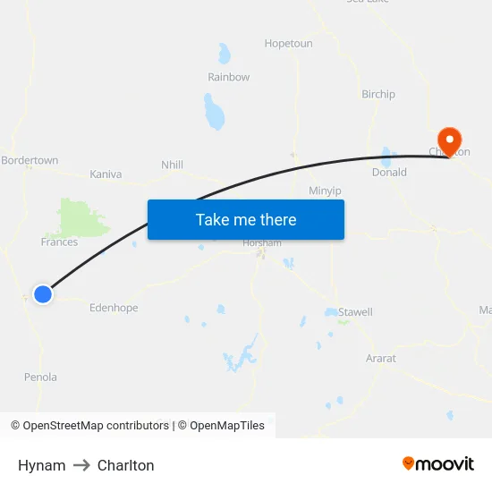 Hynam to Charlton map