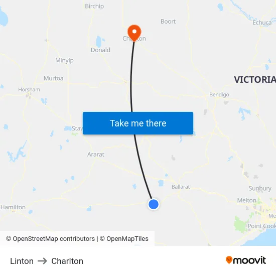 Linton to Charlton map