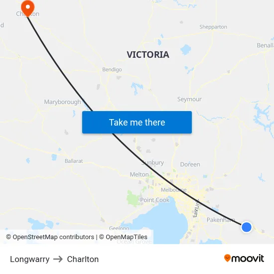 Longwarry to Charlton map