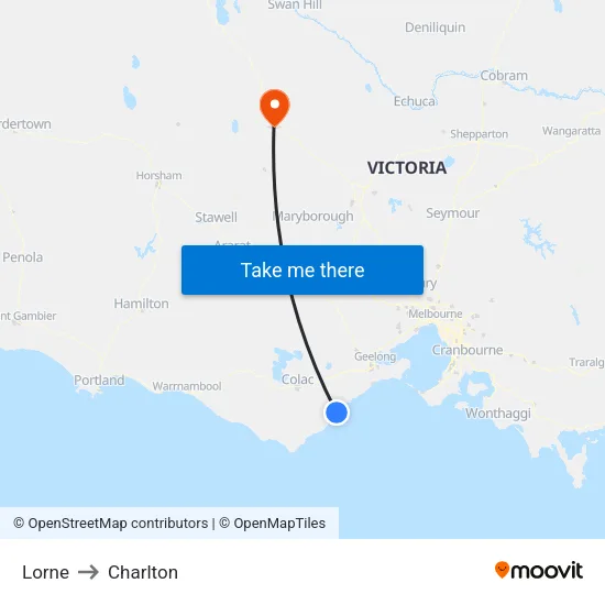 Lorne to Charlton map