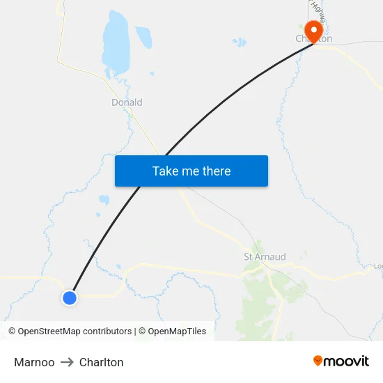 Marnoo to Charlton map