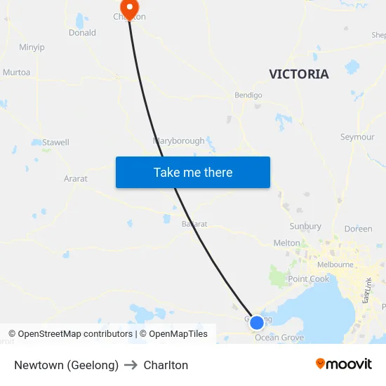 Newtown (Geelong) to Charlton map