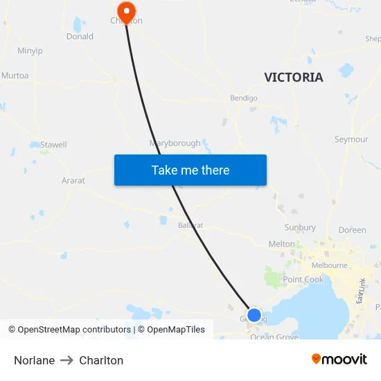 Norlane to Charlton map