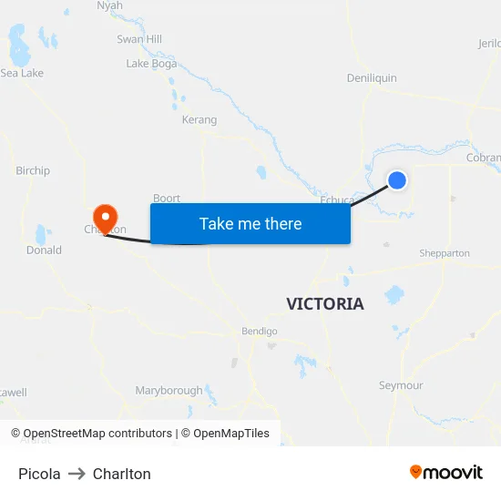 Picola to Charlton map