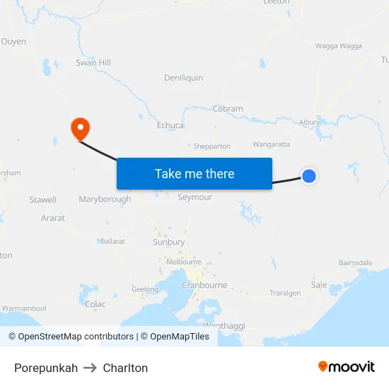 Porepunkah to Charlton map