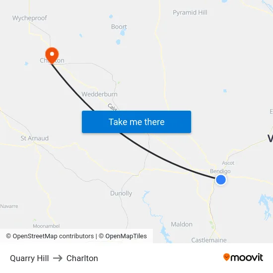Quarry Hill to Charlton map