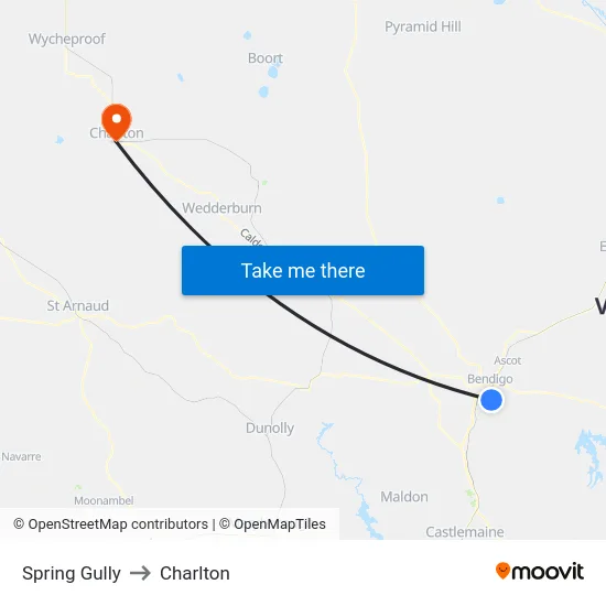 Spring Gully to Charlton map