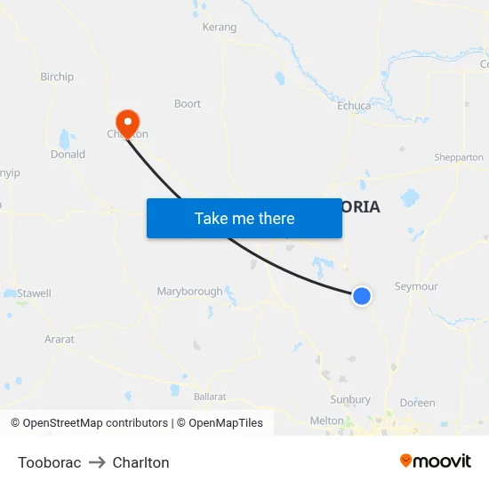 Tooborac to Charlton map