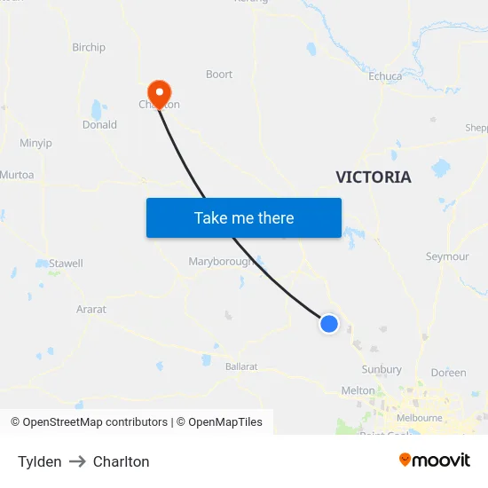 Tylden to Charlton map