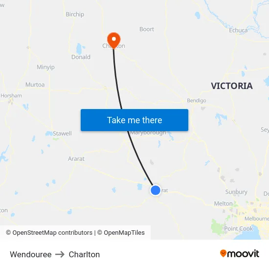 Wendouree to Charlton map