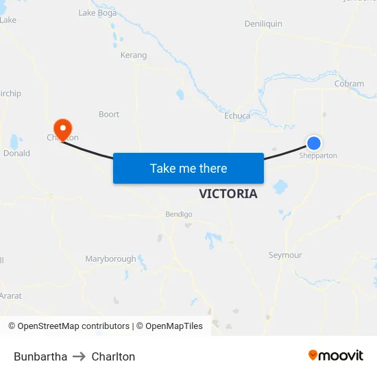 Bunbartha to Charlton map