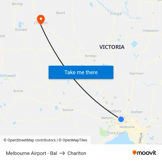 Melbourne Airport - Bal to Charlton map