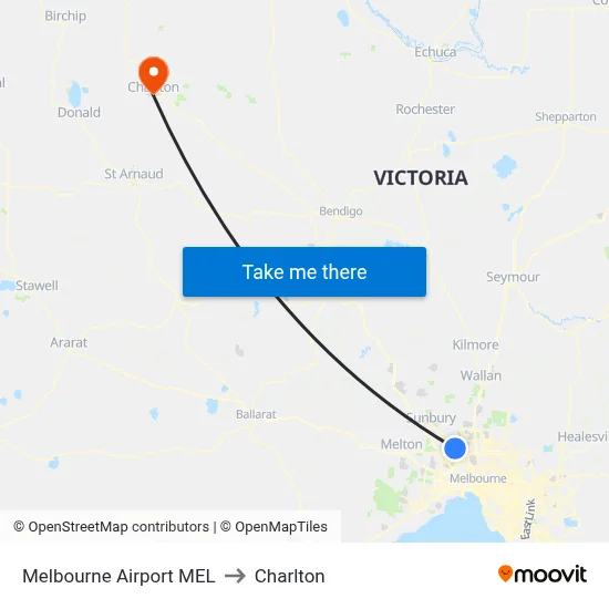 Melbourne Airport MEL to Charlton map
