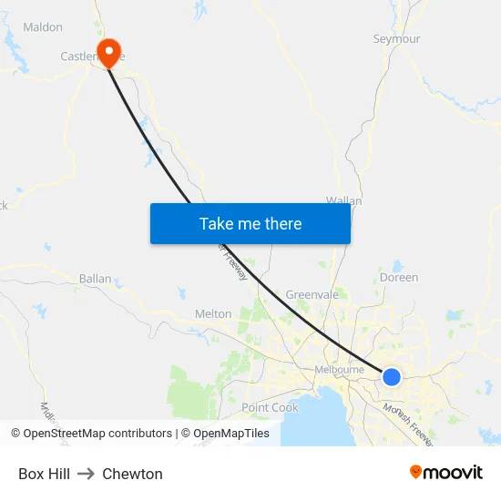 Box Hill to Chewton map