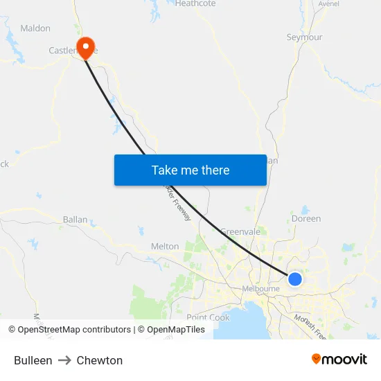 Bulleen to Chewton map
