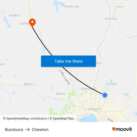 Bundoora to Chewton map