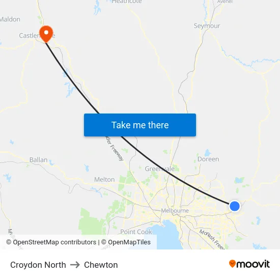 Croydon North to Chewton map