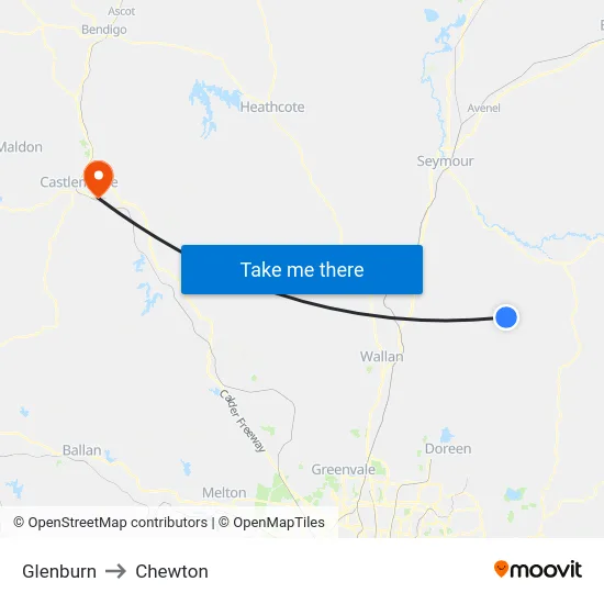 Glenburn to Chewton map