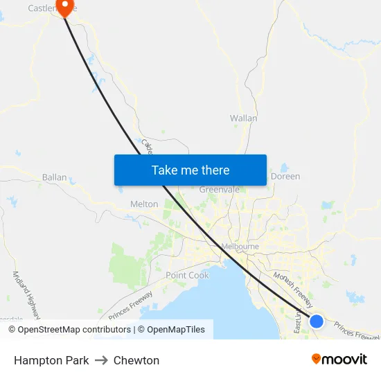 Hampton Park to Chewton map
