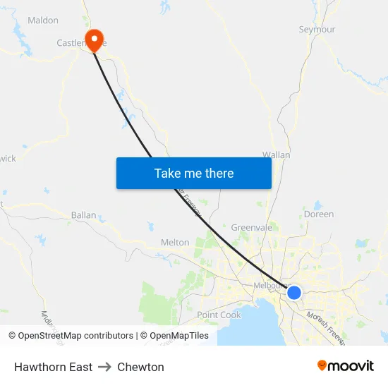 Hawthorn East to Chewton map