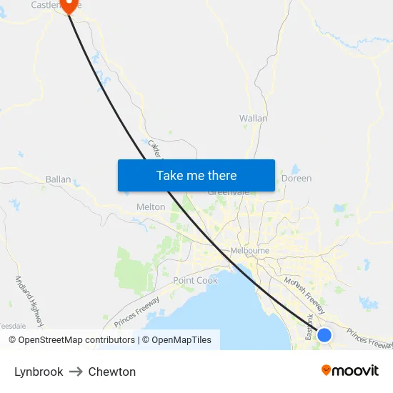 Lynbrook to Chewton map