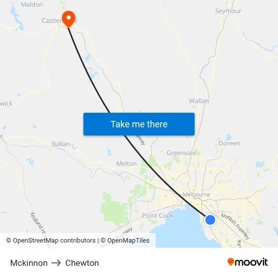 Mckinnon to Chewton map