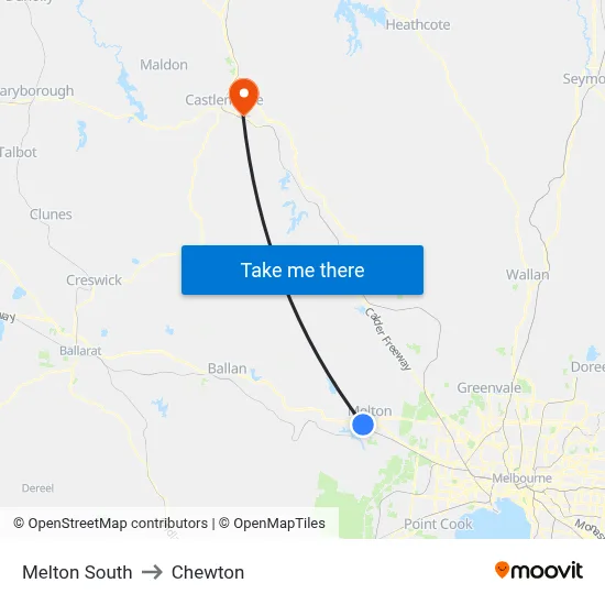 Melton South to Chewton map