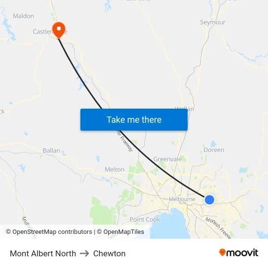 Mont Albert North to Chewton map