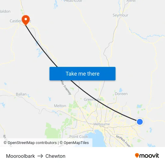 Mooroolbark to Chewton map