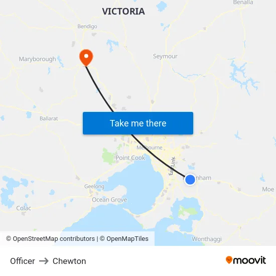 Officer to Chewton map