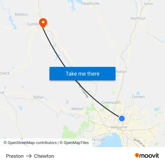 Preston to Chewton map