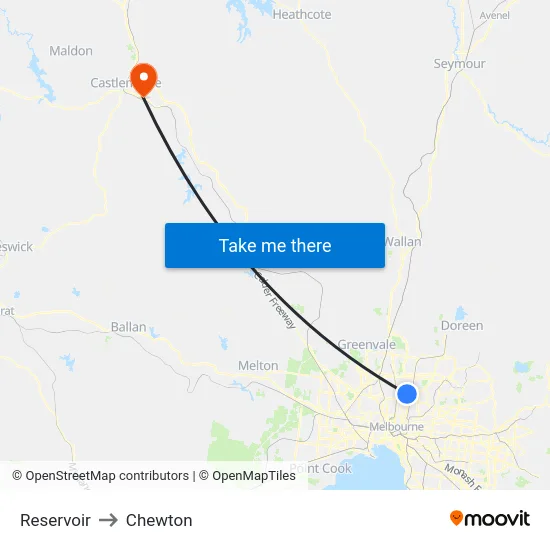 Reservoir to Chewton map
