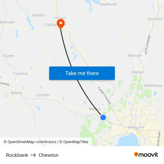 Rockbank to Chewton map