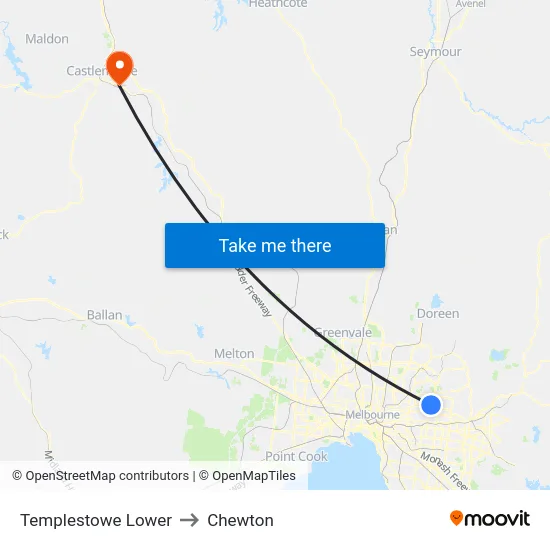 Templestowe Lower to Chewton map