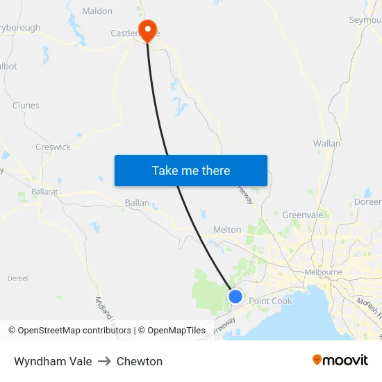 Wyndham Vale to Chewton map