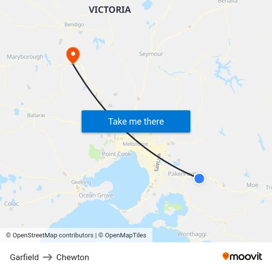 Garfield to Chewton map