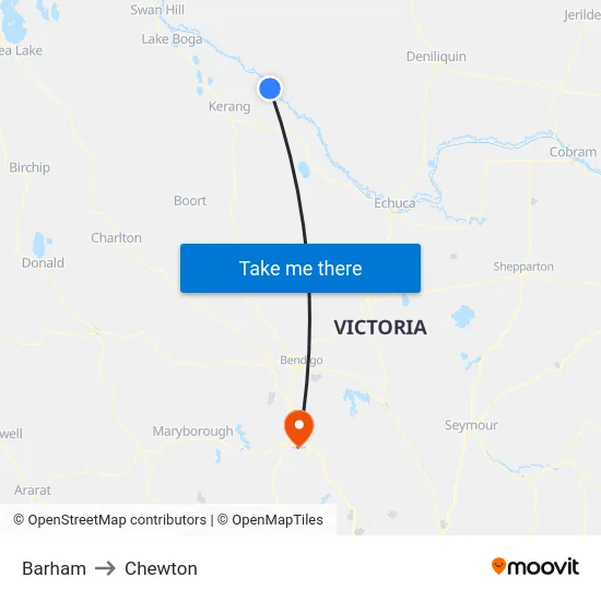 Barham to Chewton map