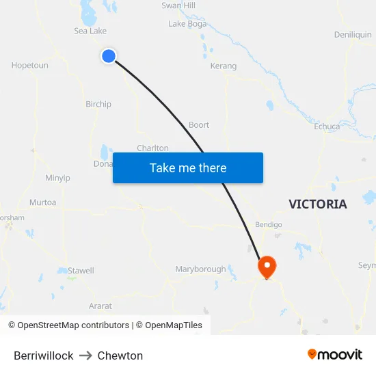 Berriwillock to Chewton map