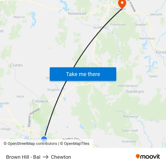 Brown Hill - Bal to Chewton map