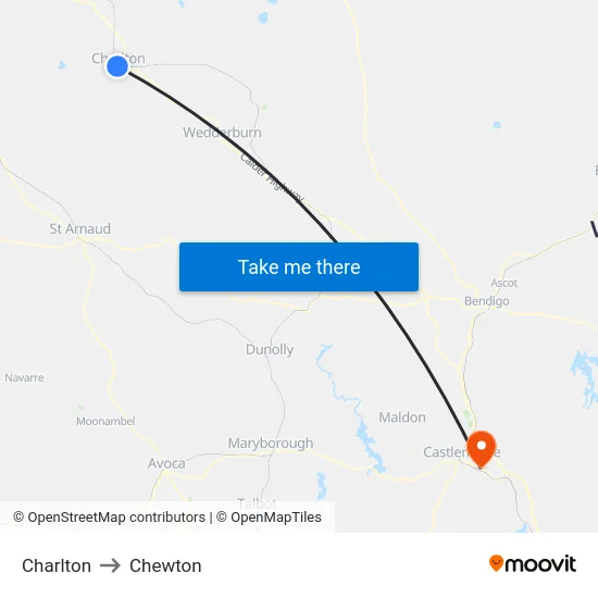Charlton to Chewton map