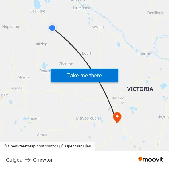 Culgoa to Chewton map