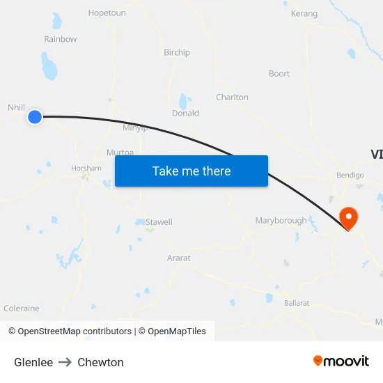 Glenlee to Chewton map
