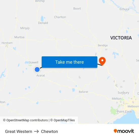 Great Western to Chewton map