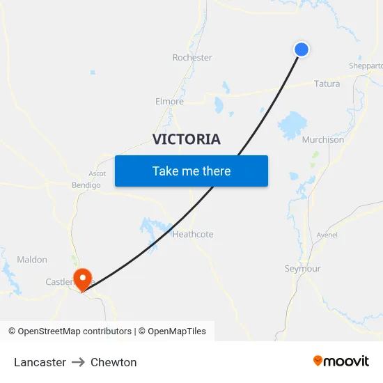 Lancaster to Chewton map