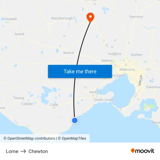 Lorne to Chewton map