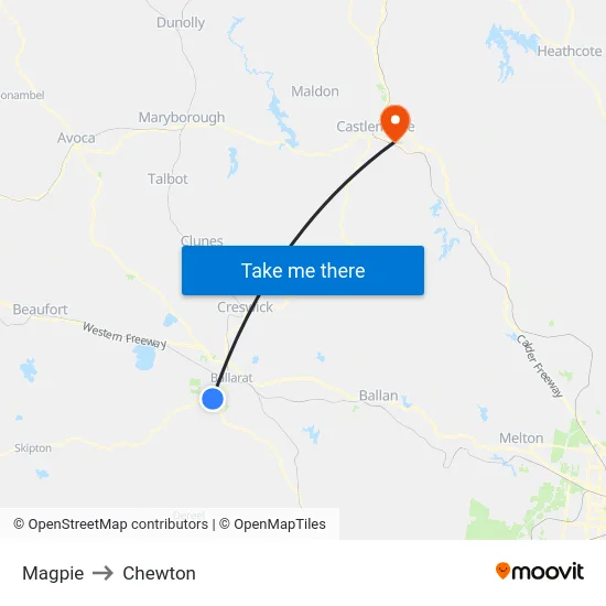 Magpie to Chewton map