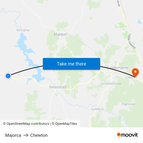 Majorca to Chewton map