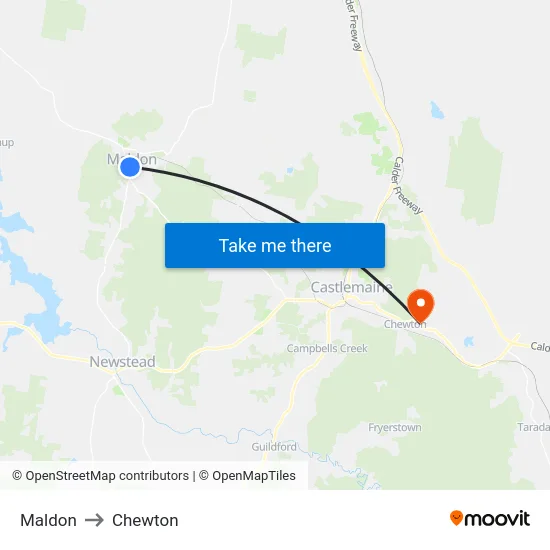 Maldon to Chewton map